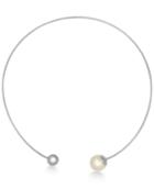 Majorica Titanium Imitation Pearl And Metallic Bead Choker Necklace