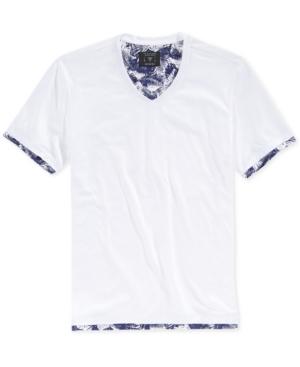 Guess Men's Mason Shine Botanical-print 2fer V-neck T-shirt