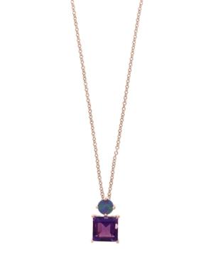 Effy Amethyst (2-1/10 Ct.t.w.) And Blue Opal (3/4 Ct. T.w.) Pendant In 14k Rose Gold
