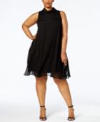 Jessica Howard Plus Size Mock-neck Glitter Dot Dress