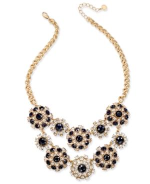 Charter Club Gold-tone Clear & Jet Crystal Statement Necklace, Created For Macy's
