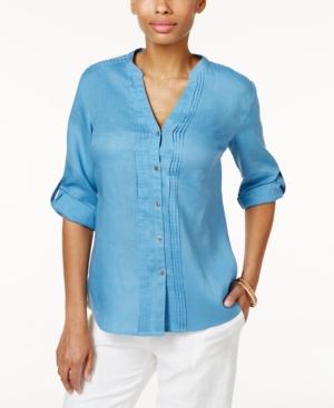 Charter Club Linen Split-neck Shirt, Only At Macy's