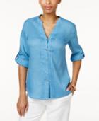 Charter Club Linen Split-neck Shirt, Only At Macy's