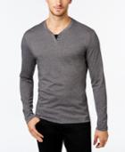 Alfani Men's Heather Long-sleeve Split Crewneck T-shirt, Created For Macy's