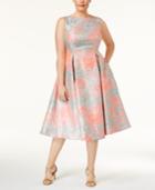 Adrianna Papell Plus Size Floral-print A-line Dress