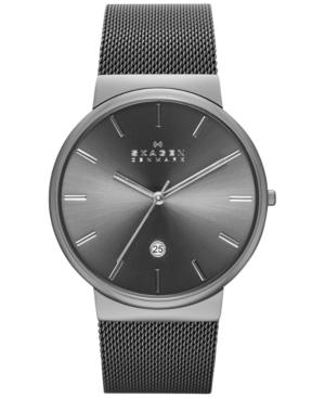 Skagen Men's Ancher Gray Ion-plated Stainless Steel Mesh Bracelet Watch 40mm Skw6108