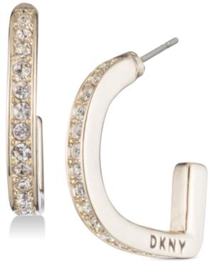 Dkny Pave 1 Hoop Earrings, Created For Macy's