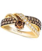 Le Vian Chocolate And White Diamond Crossover Ring In 14k Gold (1-1/4 Ct. T.w.)