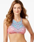 Bar Iii Printed Cropped Halter Bikini Top, Only At Macy's Women's Swimsuit