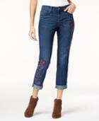 Style & Co Embroidered Curvy Boyfriend Jeans, Created For Macy's