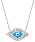 Studio Silver Sterling Silver Necklace, Blue Enamel And Crystal Evil Eye Pendant