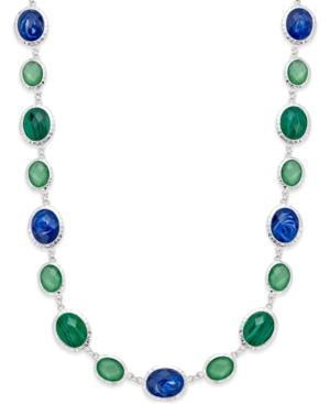 Charter Club Silver-tone Blue-green Chain Necklace, Only At Macy's