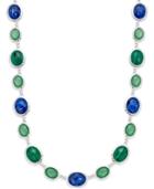 Charter Club Silver-tone Blue-green Chain Necklace, Only At Macy's
