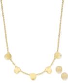 Charter Club Gold-tone Disc Detail Necklace And Stud Earrings