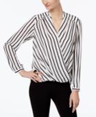 Inc International Concepts Petite Striped Surplice Top, Only At Macy's