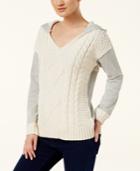 Inc International Concepts Mixed-media Hooded Sweater, Created For Macy's