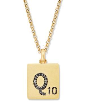 "scrabble 14k Gold Over Sterling Silver Black Diamond Accent ""q"" Initial Pendant Necklace"