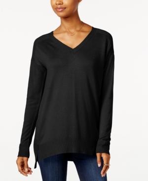 Pink Rose Juniors' V-neck Fine-gauge Tunic Sweater