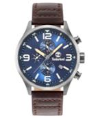 Timberland Men's Rutherford Mahogany Brown Leather Strap Watch 45mm