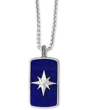 Effy Men's Lapis Lazuli (35-1/2 X 19-1/2mm) Starburst Pendant Necklace In Sterling Silver