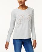 Style & Co Cotton Embellished Sweatshirt, Created For Macy's