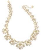 Charter Club Gold-tone Crystal And Imitation Pearl Frontal Necklace, 17 + 2 Extender, Created For Macy's