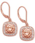 Giani Bernini Champagne And Clear Cubic Zirconia Halo Drop Earrings In 18k Rose Gold-plated Sterling Silver