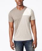 Inc International Concepts Men's Colorblocked T-shirt With Faux Leather Piecing, Created For Macy's