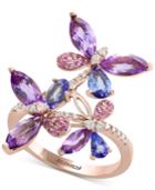 Effy Multi-gemstone (2-3/8 Ct. T.w.) & Diamond (1/8 Ct. T.w.) Butterfly Ring In 14k Rose Gold