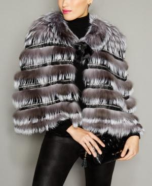The Fur Vault Rabbit-trim Fox Fur Cape