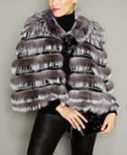The Fur Vault Rabbit-trim Fox Fur Cape