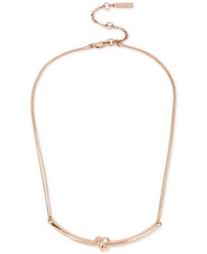 Kenneth Cole New York Rose Gold-tone Love Knot Bar Pendant Necklace