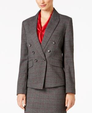 Tahari Asl Double-breasted Plaid Blazer