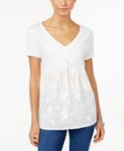 Style & Co. Embroidered Short-sleeve Top, Only At Macy's