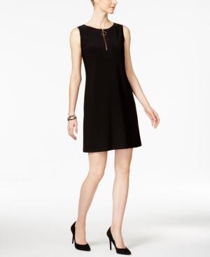 Msk Sleeveless Zip-front Shift Dress