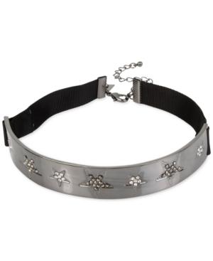 Inc International Concepts Hematite-tone Pave Star Ribbon Choker Necklace, Only At Macy's