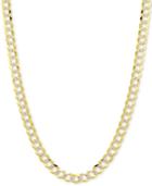 20 Two-tone Open Curb Chain Necklace In Solid 14k Gold & White Gold