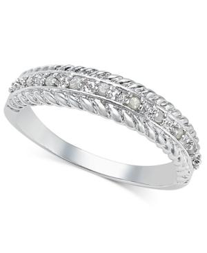 Diamond Textured Band (1/10 Ct. T.w.) In Sterling Silver