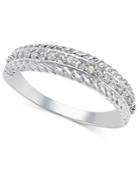 Diamond Textured Band (1/10 Ct. T.w.) In Sterling Silver