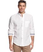 Tasso Elba Island Banded Collar Textured Striped Shirt