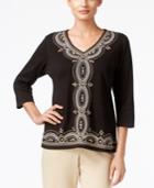 Alfred Dunner Madison Park Collection Beaded Embroidered Top