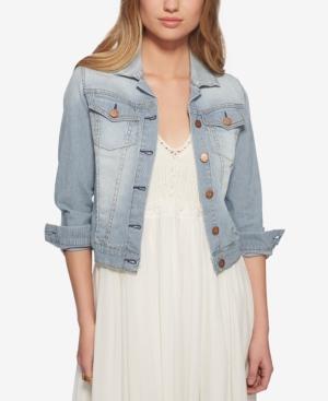 Jessica Simpson Pixie Railroad-stripe Denim Jacket, Only At Macy's