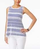 Charter Club Striped Lace Top, Created For Macy's