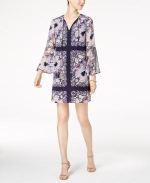 Vince Camuto Paisley-print Bell-sleeve Shift Dress
