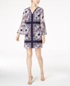 Vince Camuto Paisley-print Bell-sleeve Shift Dress