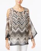 Alfani Printed Cold-shoulder Peasant Blouse, Only At Macy's