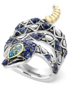 Effy Balissima Sapphire (7/8 Ct. T.w.) And Blue Topaz (1/2 Ct. T.w.) Snake Ring In Sterling Silver And 18k Gold