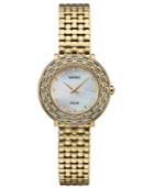 Seiko Women's Solar Tressia Diamond-accent Gold-tone Stainless Steel Bracelet Watch 29mm