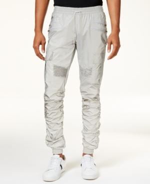 American Stitch Men's Ruched-leg Reflective Moto Cargo Joggers