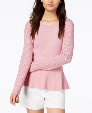 Maison Jules Pointelle-knit Peplum Sweater, Created For Macy's